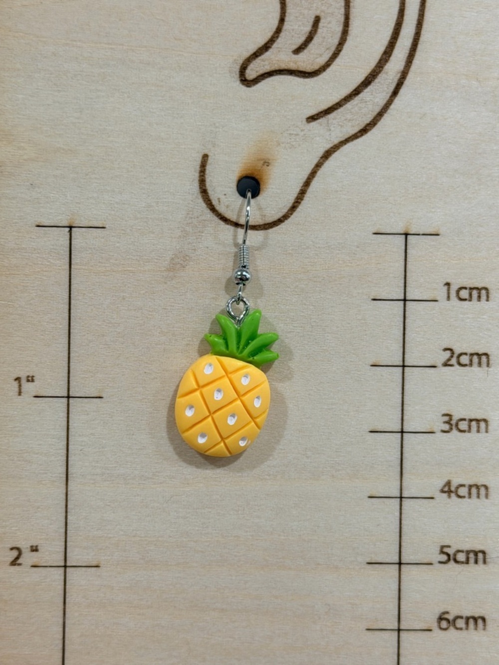 Cute Pineapple Earrings • Kawaii Fun Fruit Jewelry - Picture 2 of 2